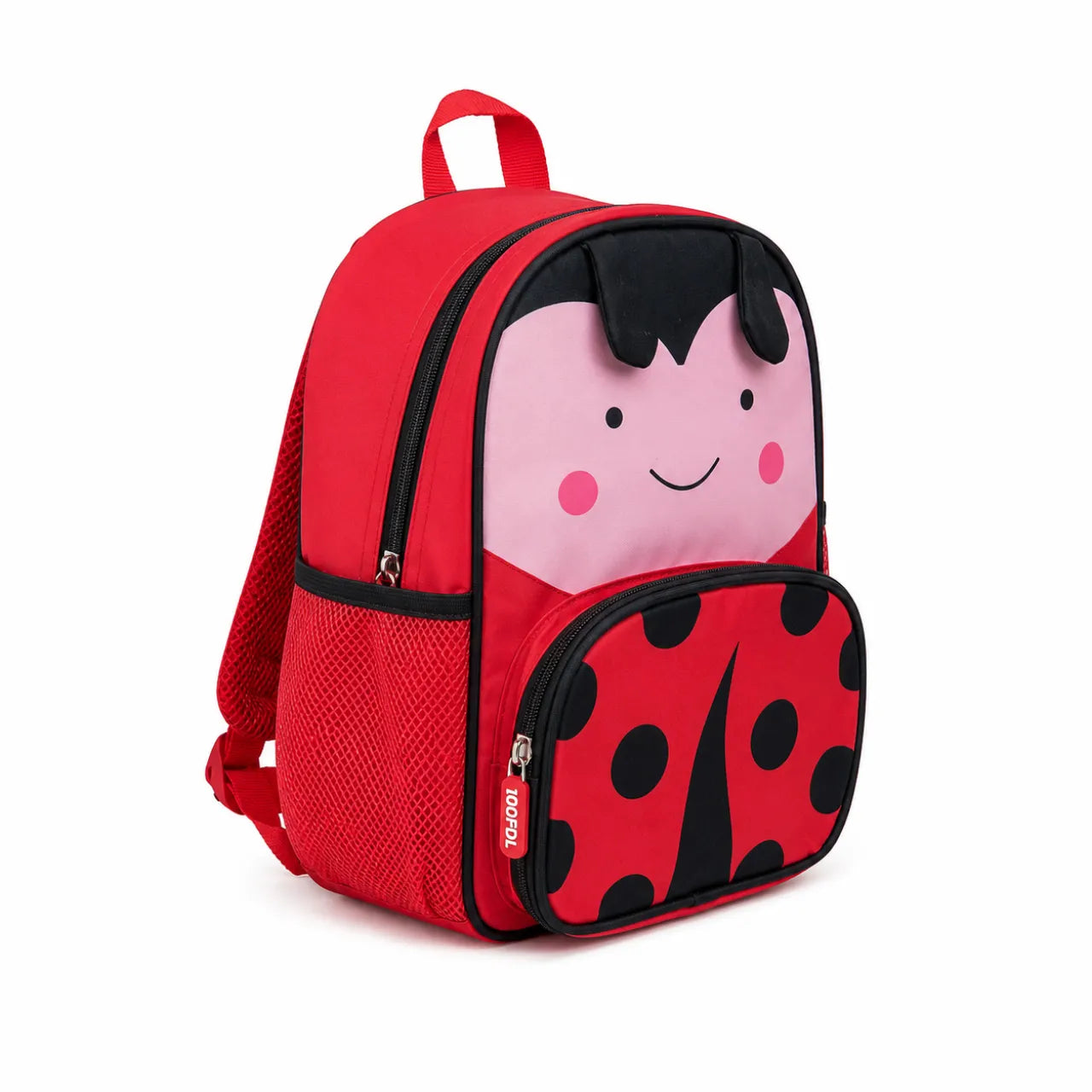 Mochila Baby Infantil Escolar Costas Joaninha Vermelha com Compartimento Principal e Bolsos em Tela