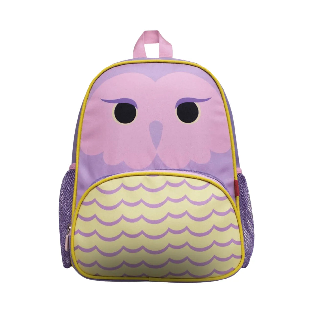 Mochila Infantil Escolar Costas Coruja Lilás com Detalhes Amarelos
