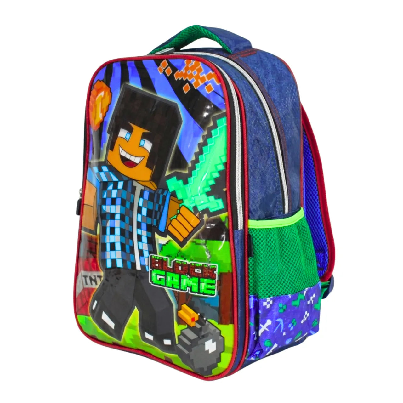 Mochila de Costas Block Game Gamer Escolar com Bolsos Laterais
