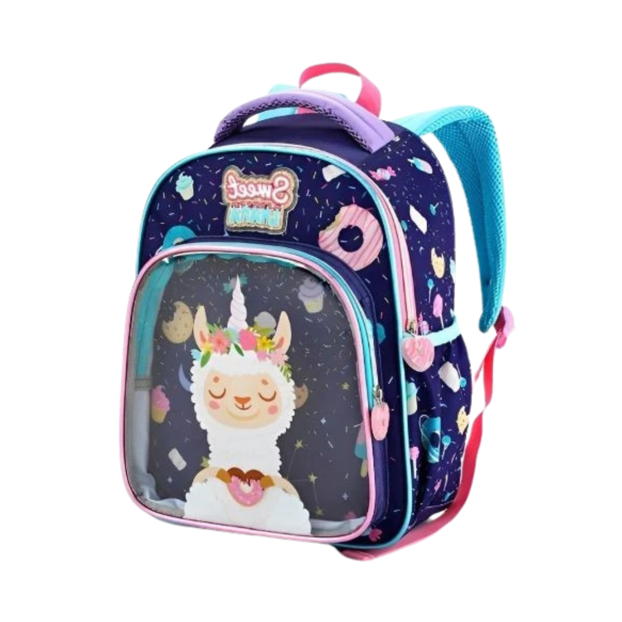 Mochila de Costas Sweet Lhama Azul Infantil Denlex