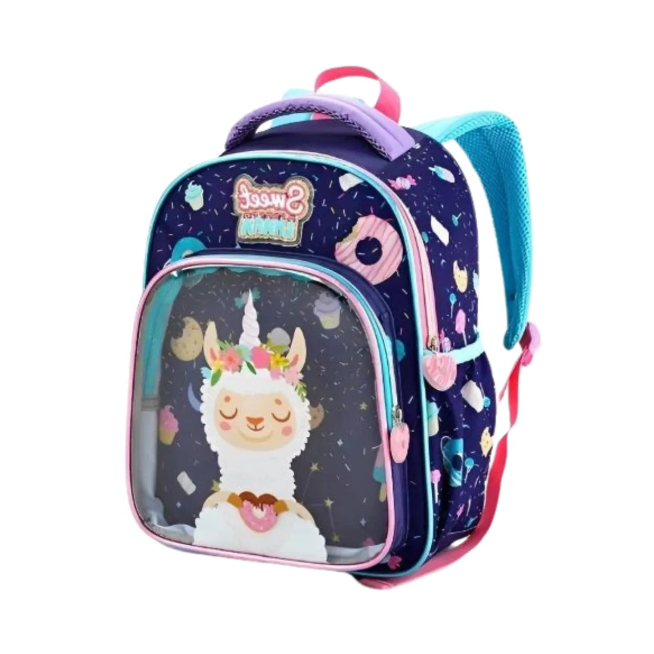 Mochila de Costas Sweet Lhama Azul Infantil Denlex