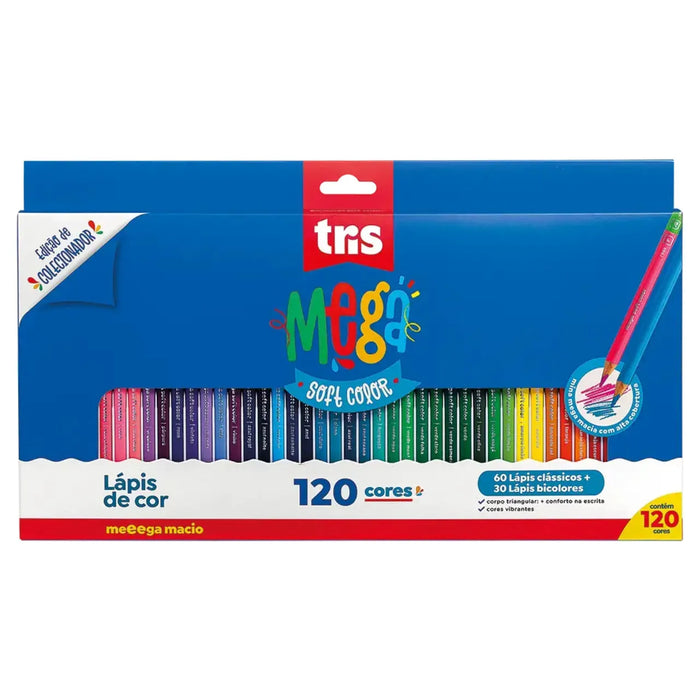 Lápis de Cor 120 Cores 90 Lápis Tris Mega Soft Color