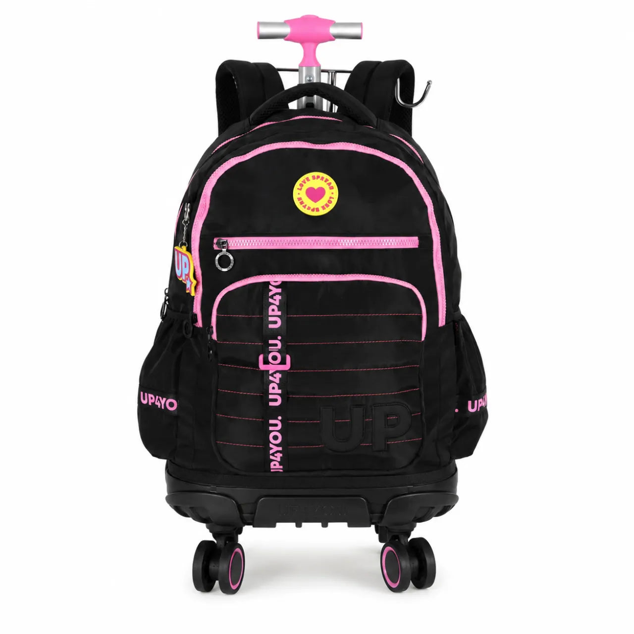 Kit Mochila Roda Up4You Preta e Rosa com Estojo Box