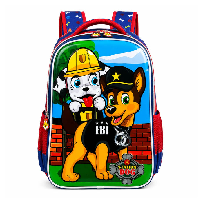 Mochila de Costas Dogs Policiais Azul Infantil