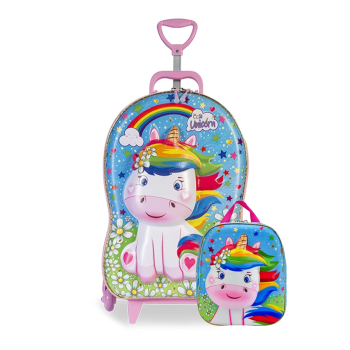 Kit Mochila e Lancheira Diplomata Cute Unicórnio
