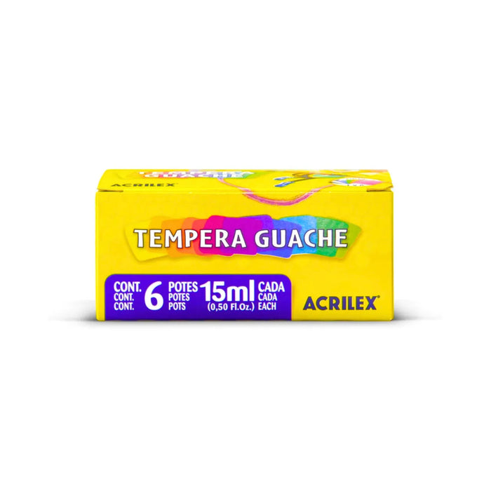 Kit Têmpera Guache Metálica 15ml 6 Cores Acrilex