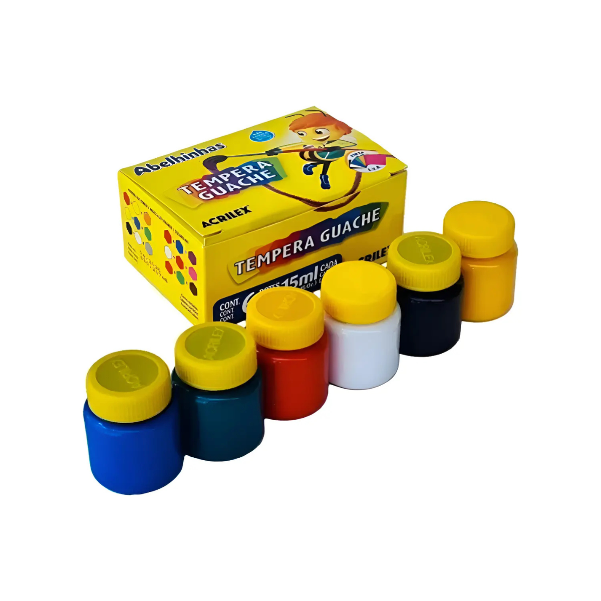Kit Têmpera Guache Metálica 15ml 6 Cores Acrilex