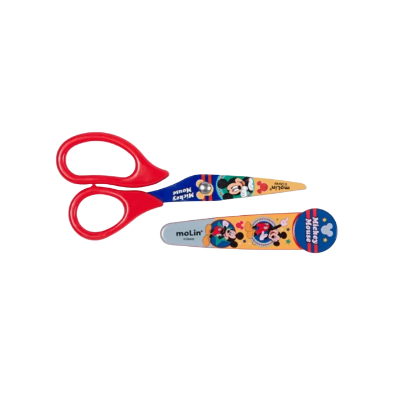 Tesoura com Protetor 13cm Molin Aço Inox Mickey Vermelha