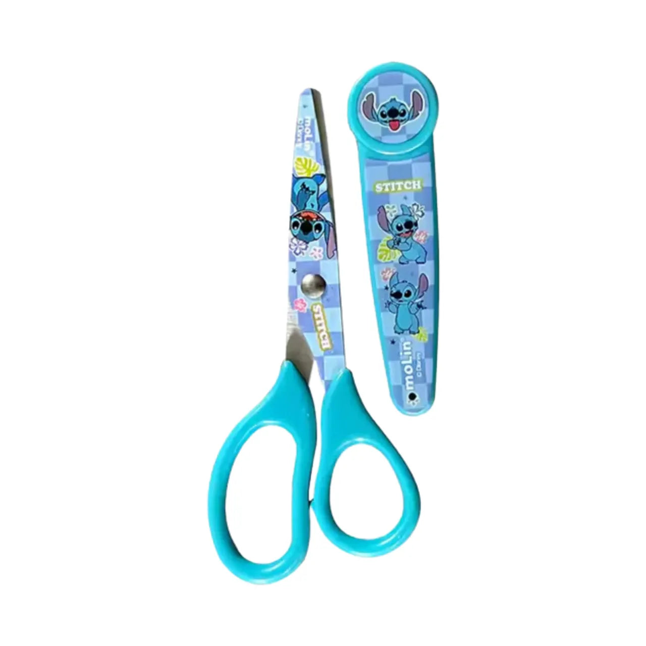 Tesoura com Protetor 13cm Molin Stitch Aço Inox Azul