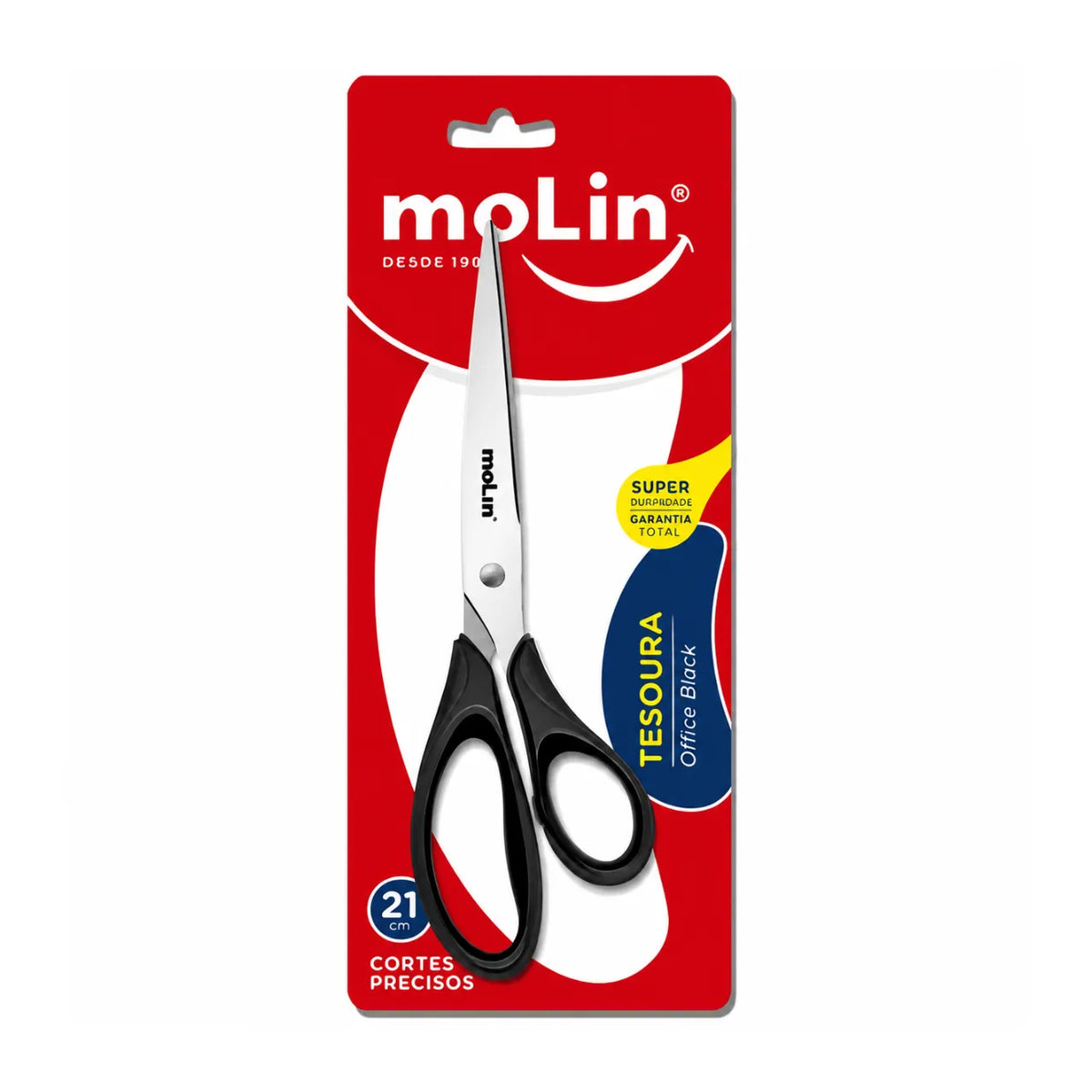 Tesoura Office Preta 21cm Molin Aço Inox
