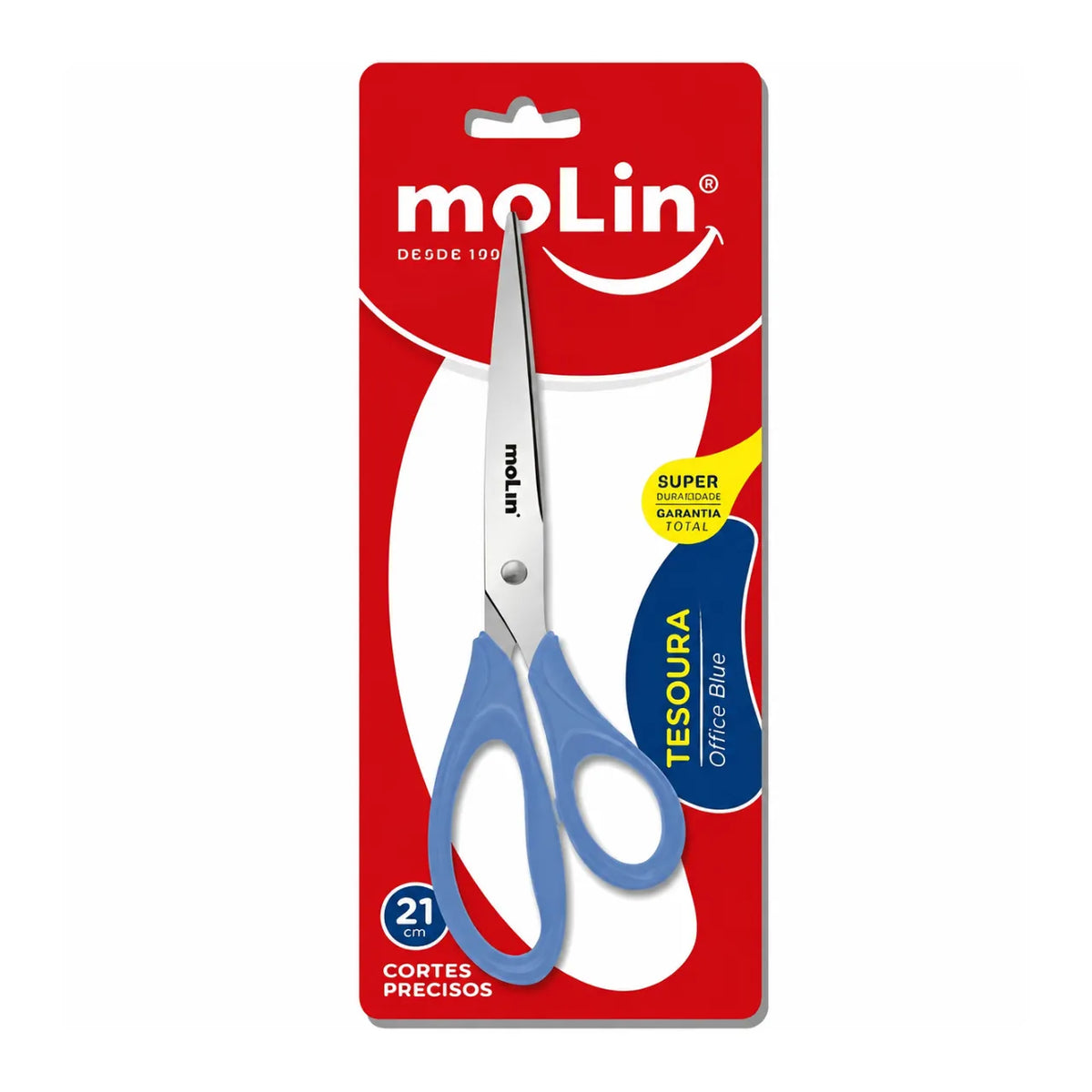 Tesoura Office Azul 21cm Molin Aço Inox