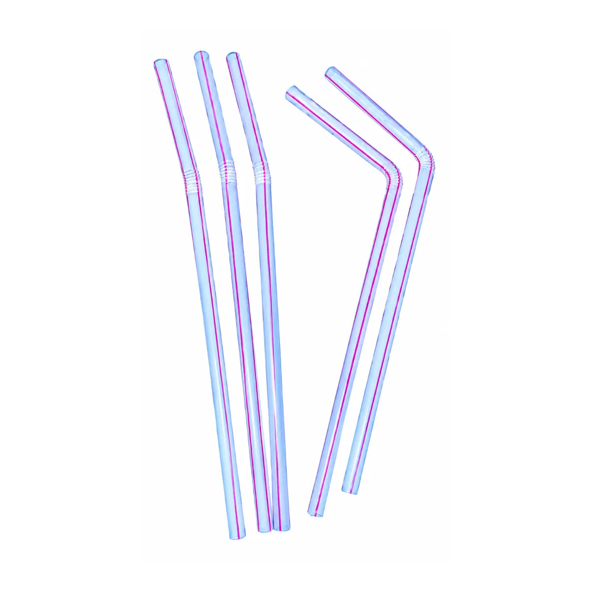Canudo Flexível Listrado 100 Unidades Strawplast