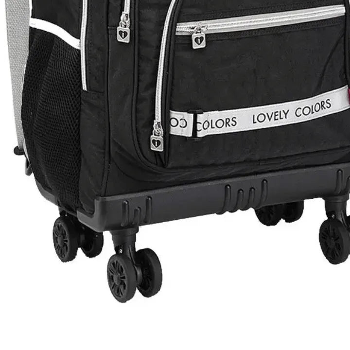 Mochila De Juvenil Kika Rodinha 360° Preto e Cinza