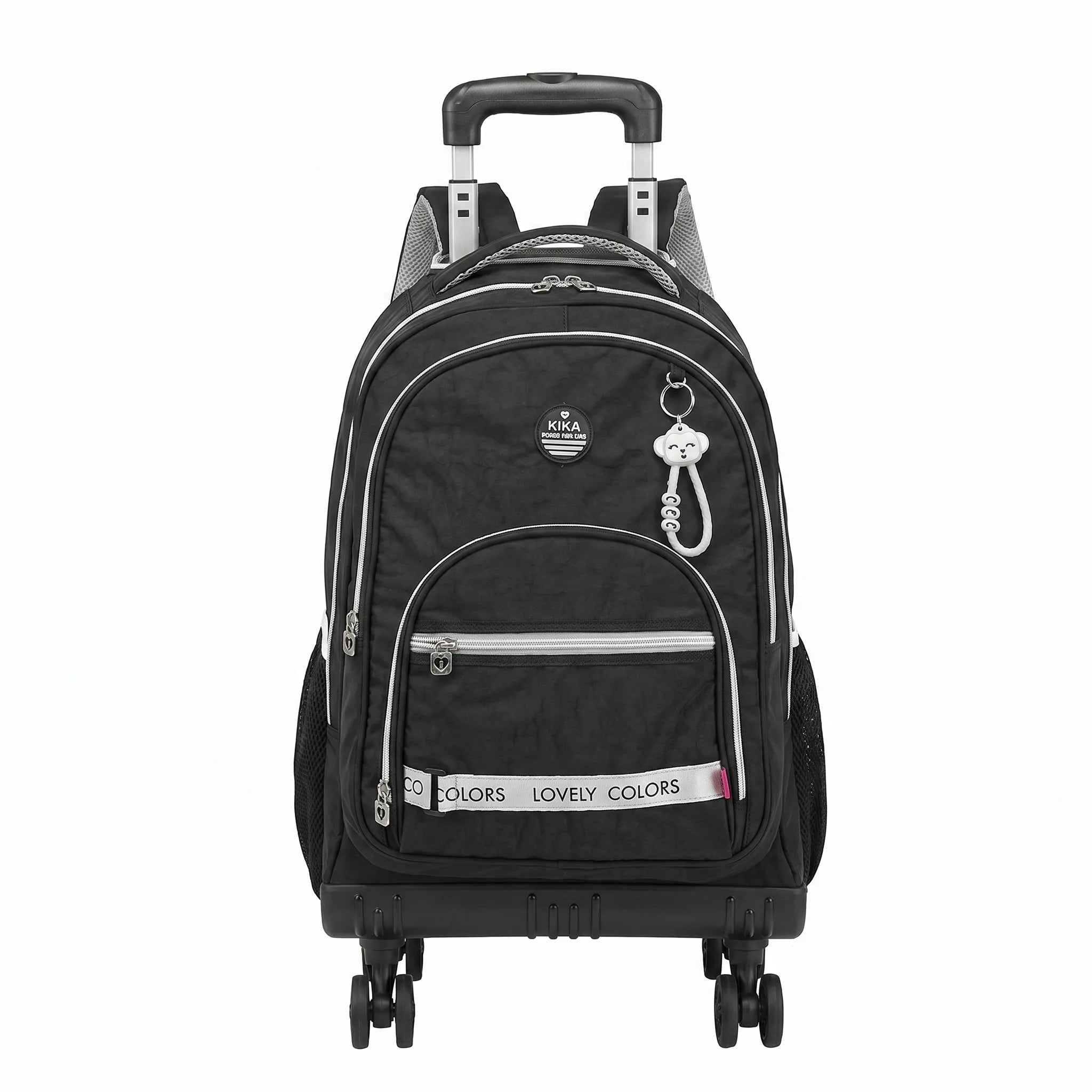 Mochila De Juvenil Kika Rodinha 360° Preto e Cinza