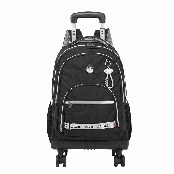 Mochila De Juvenil Kika Rodinha 360° Preto e Cinza