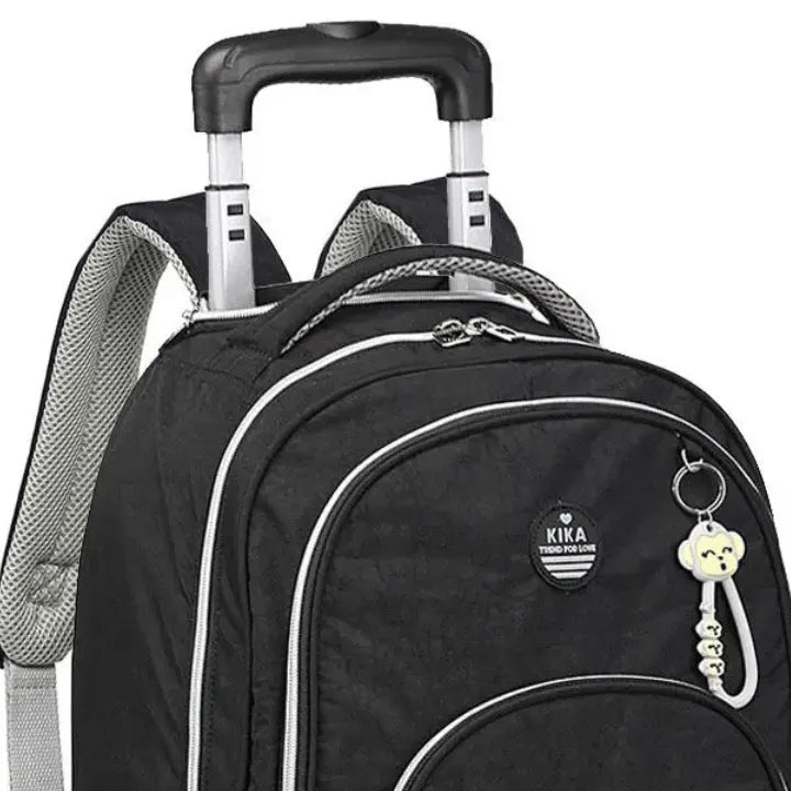 Mochila De Juvenil Kika Rodinha 360° Preto e Cinza