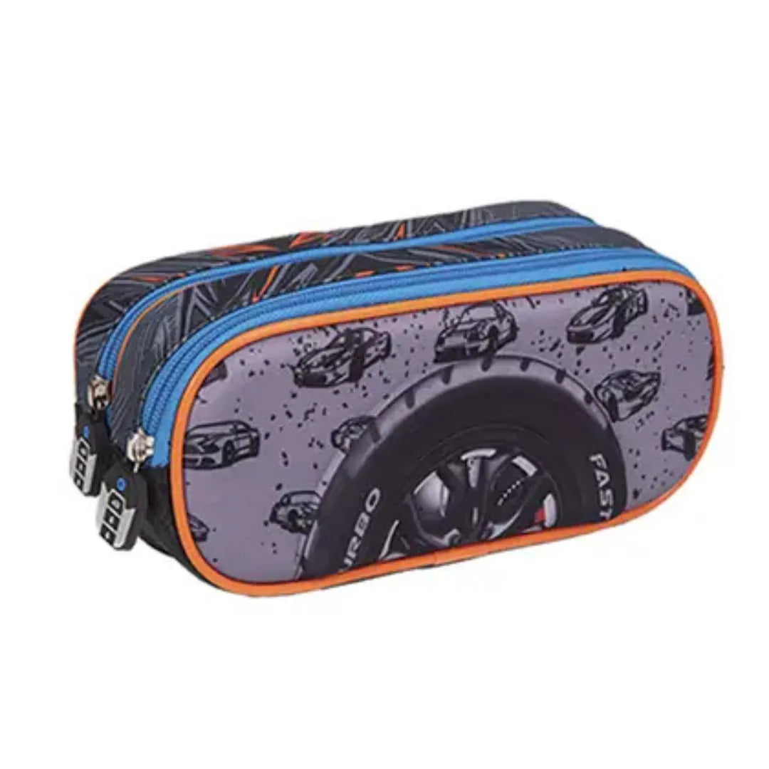 Kit Mochila de Rodinhas Fast Turbo Laranja Nova Rio 4 Peças