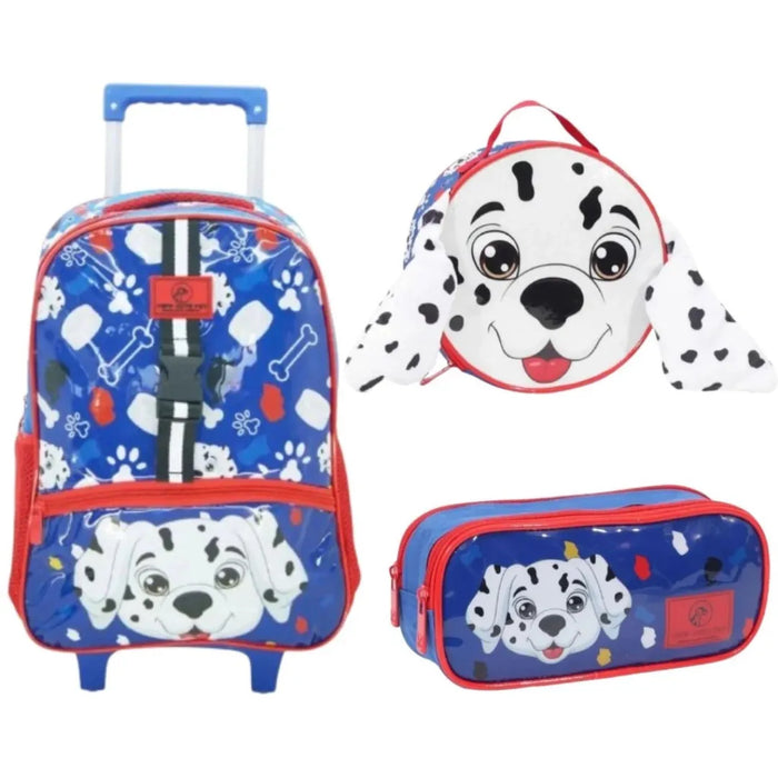 Kit Escolar Masculino Yepp Azul Mochila Rodinha Lancheira Estojo