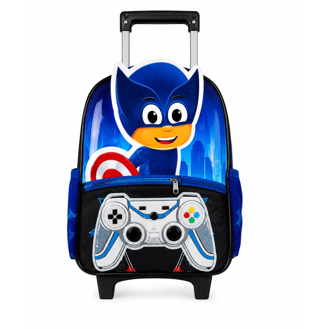 Kit Mochila de Rodinha Masculina Azul Escuro Yepp com Lancheira e Estojo