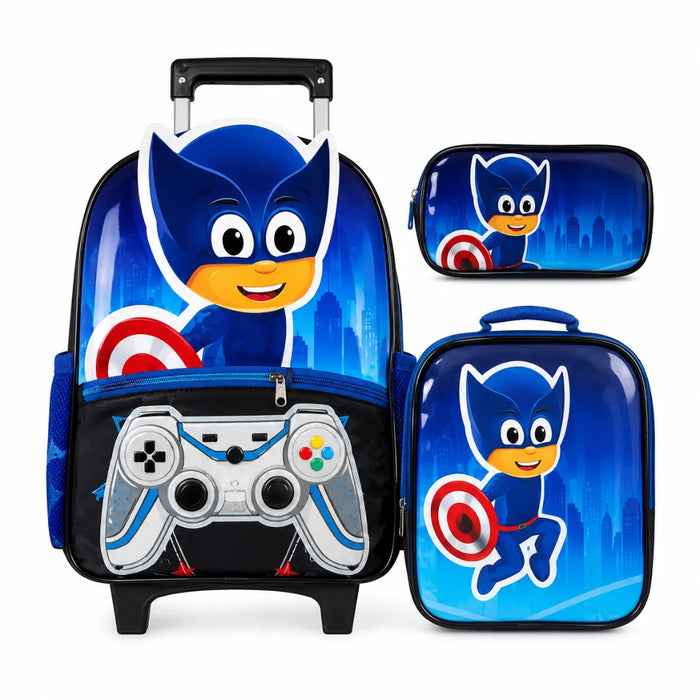 Kit Mochila de Rodinha Masculina Azul Escuro Yepp com Lancheira e Estojo