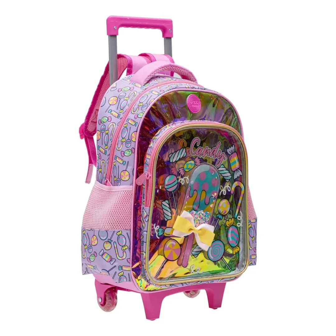 Kit Mochila Infantil Feminina com Carrinho Rosa Yepp com Lancheira e Estojo