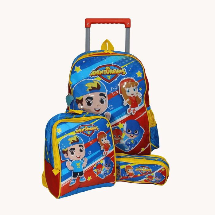 Kit Mochila de Rodinhas Infantil Clio Escolar 3 Peças