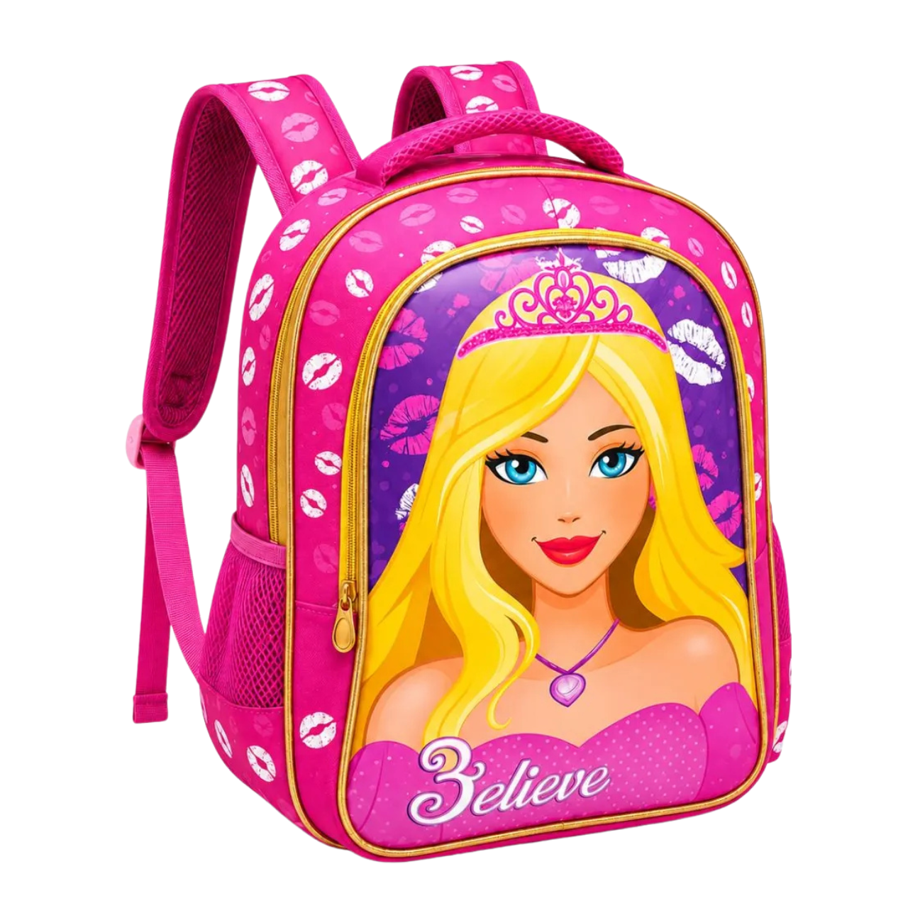 Mochila de Costas Believe Rosa Infantil Ponto Verde