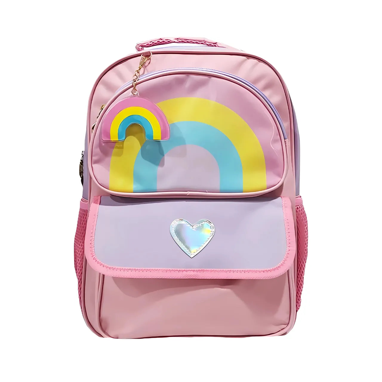 Mochila de Costas Rosa Yins Escolar Infantil com Bolso Frontal