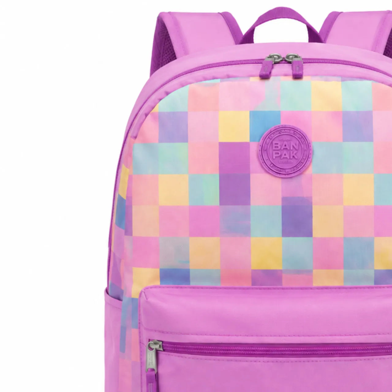 Mochila de Costas Lilás Xadrez Bakpak