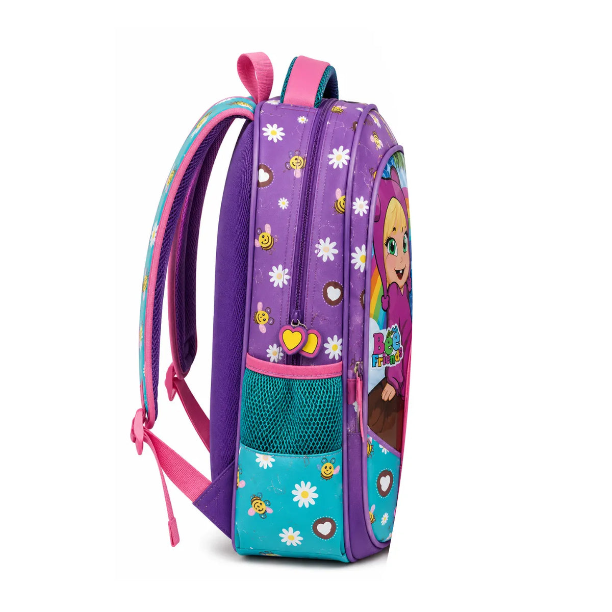 Mochila de Costas Bee Friends Roxa Ponto Verde