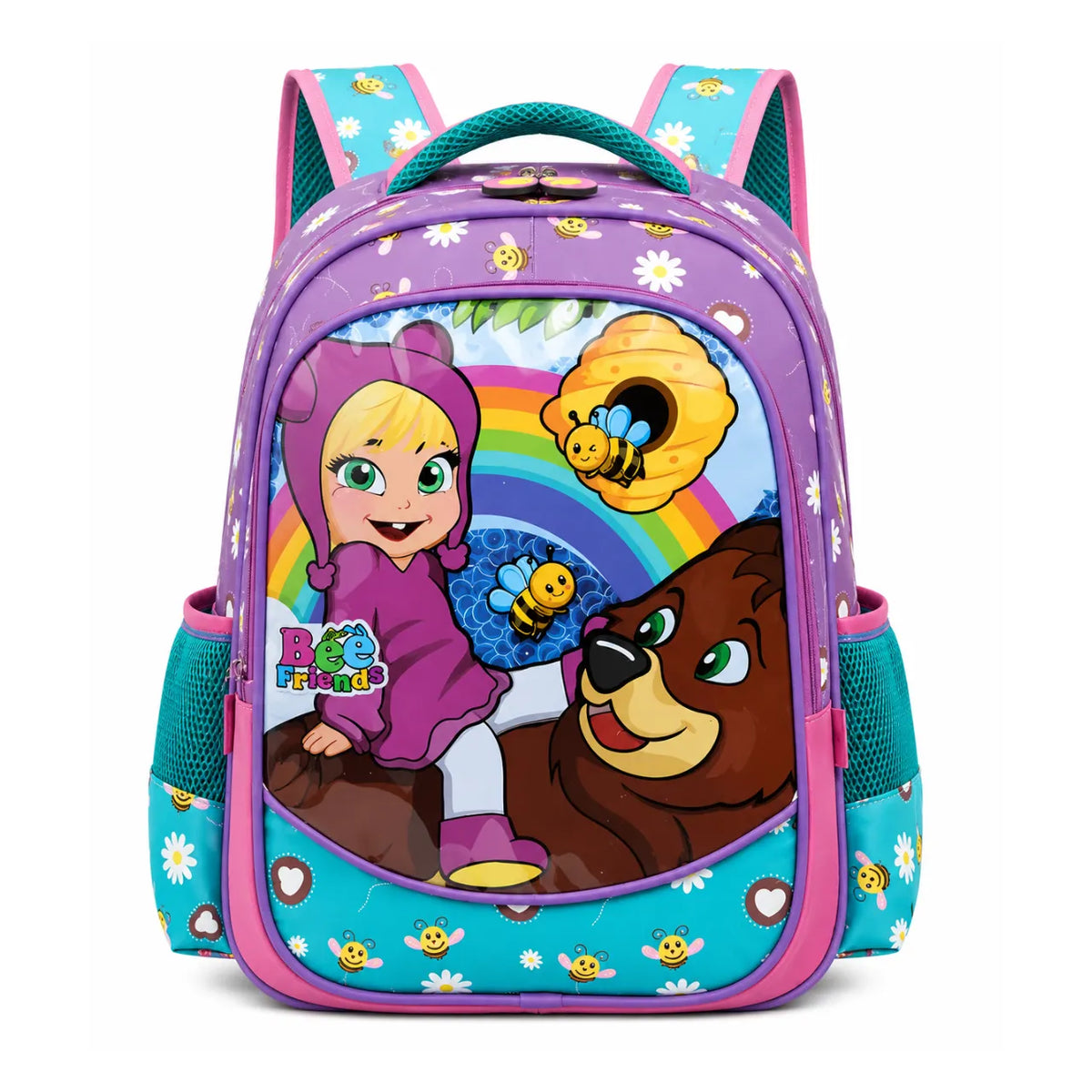 Mochila de Costas Bee Friends Roxa Ponto Verde