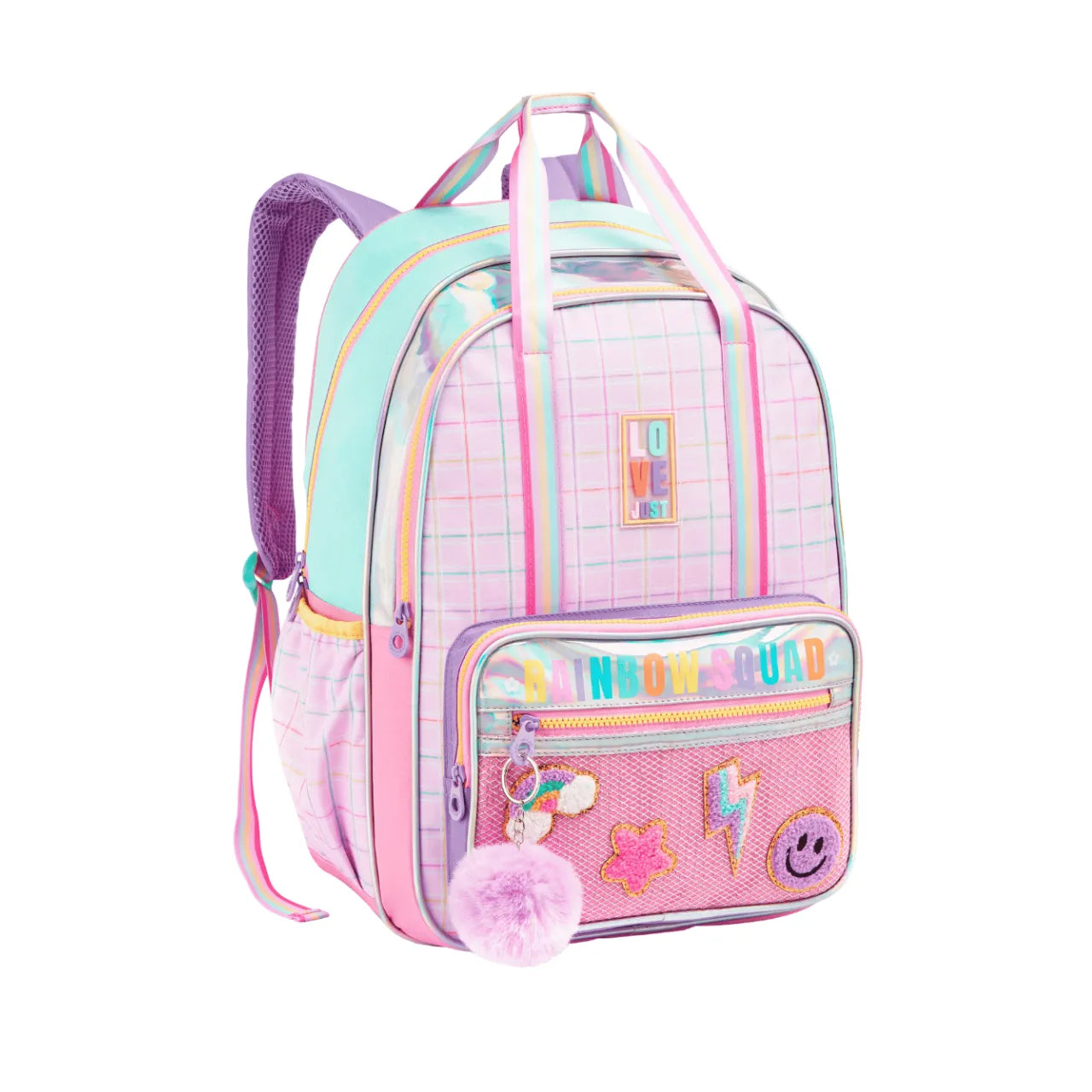 Mochila de Costas Rainbow Squad Rosa Infantil Denlex