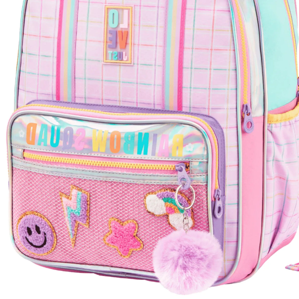 Mochila de Costas Rainbow Squad Rosa Infantil Denlex