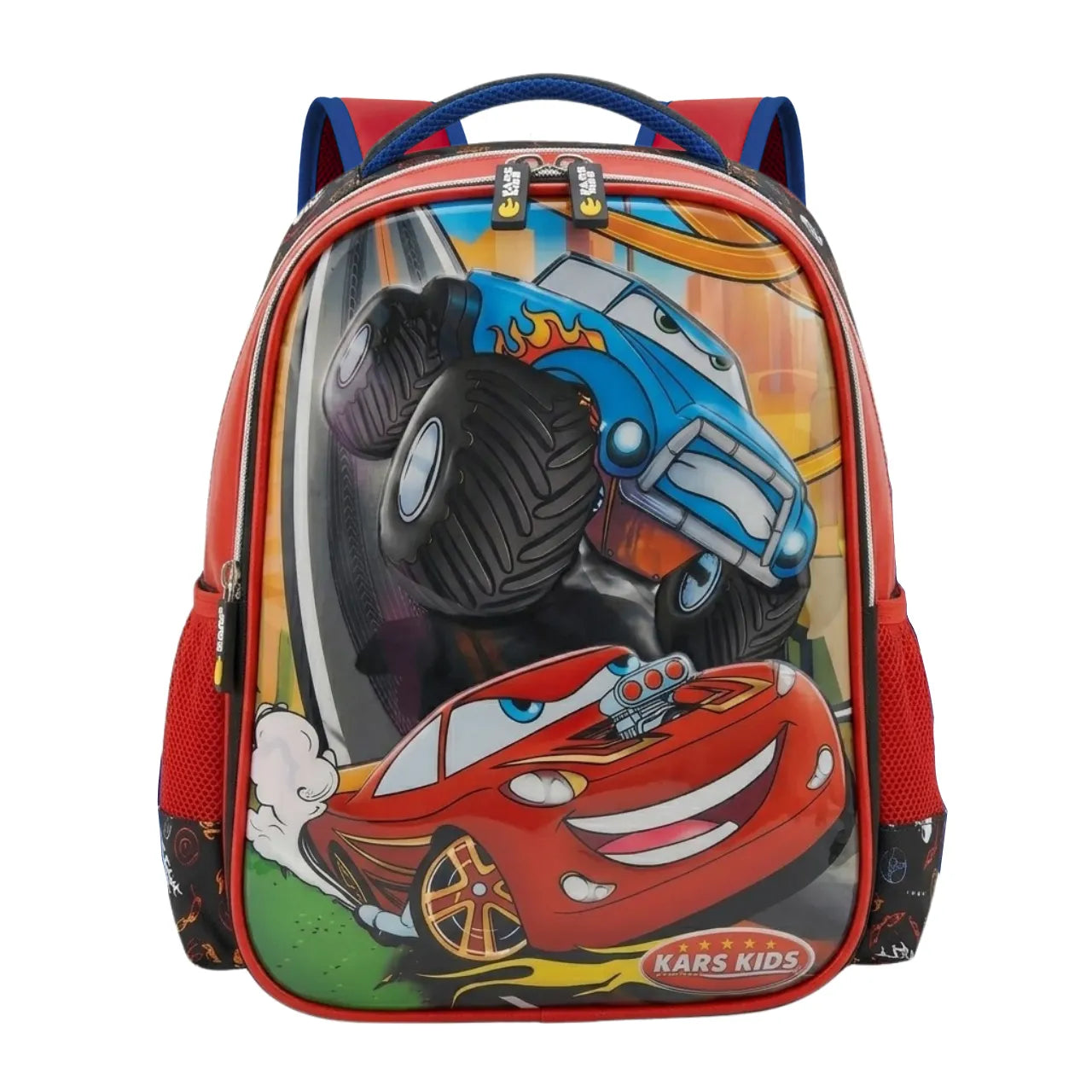 Mochila de Costas Carros Kars Kids Preta Ponto Verde
