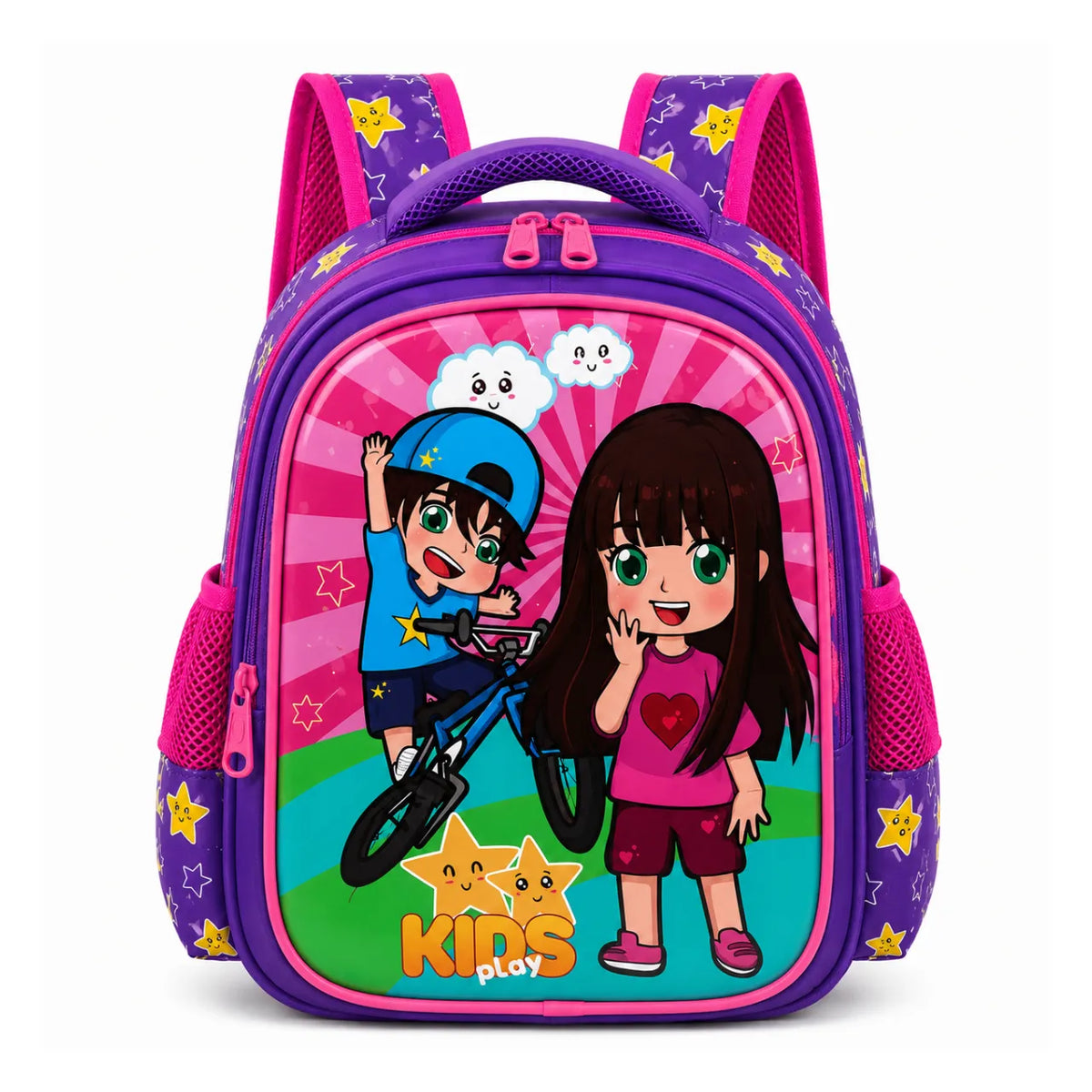 Mochila de Costas Kids Play Roxo Ponto Verde Infantil