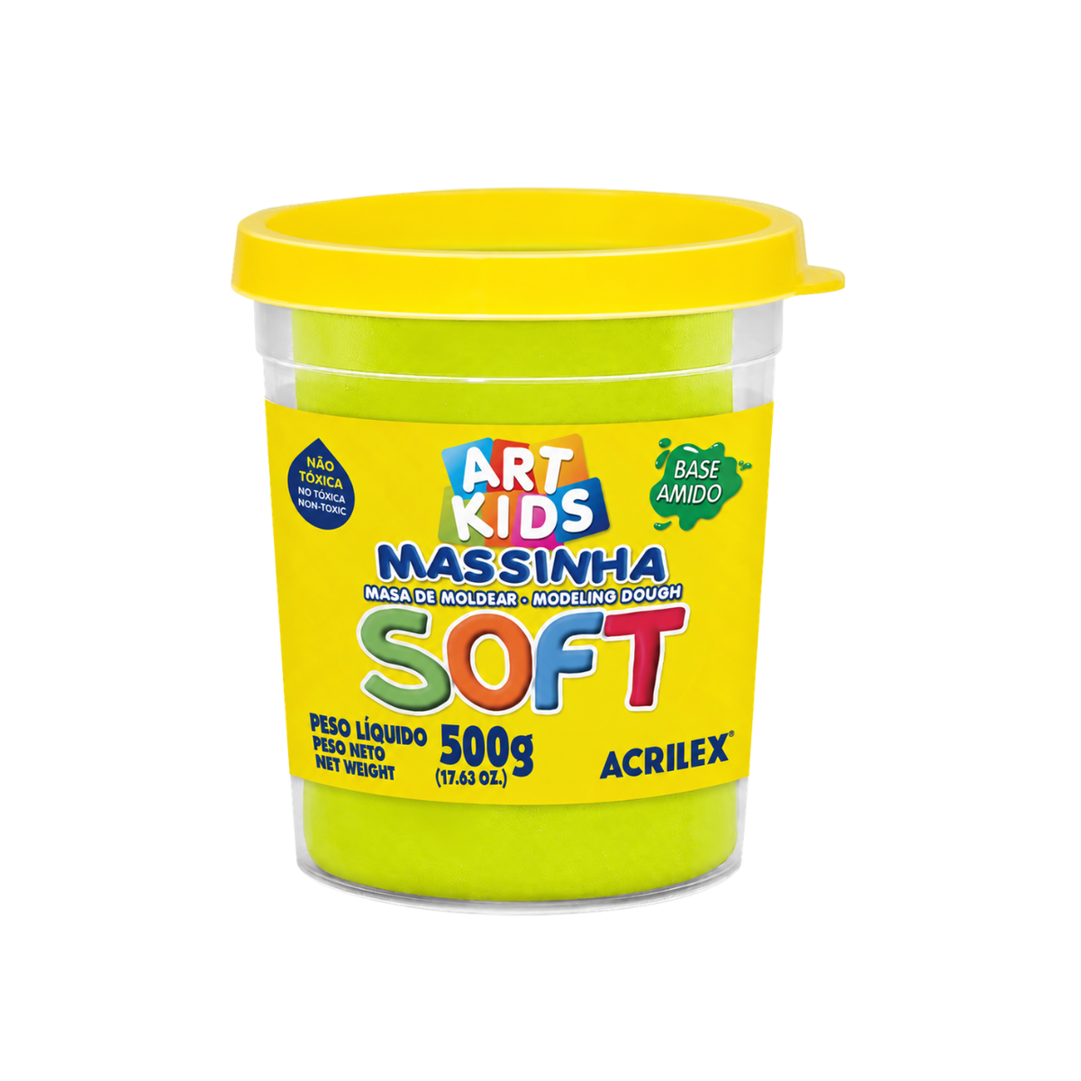 Massinha de Modelar Soft 500g Amarelo Limão Acrilex Art Kids