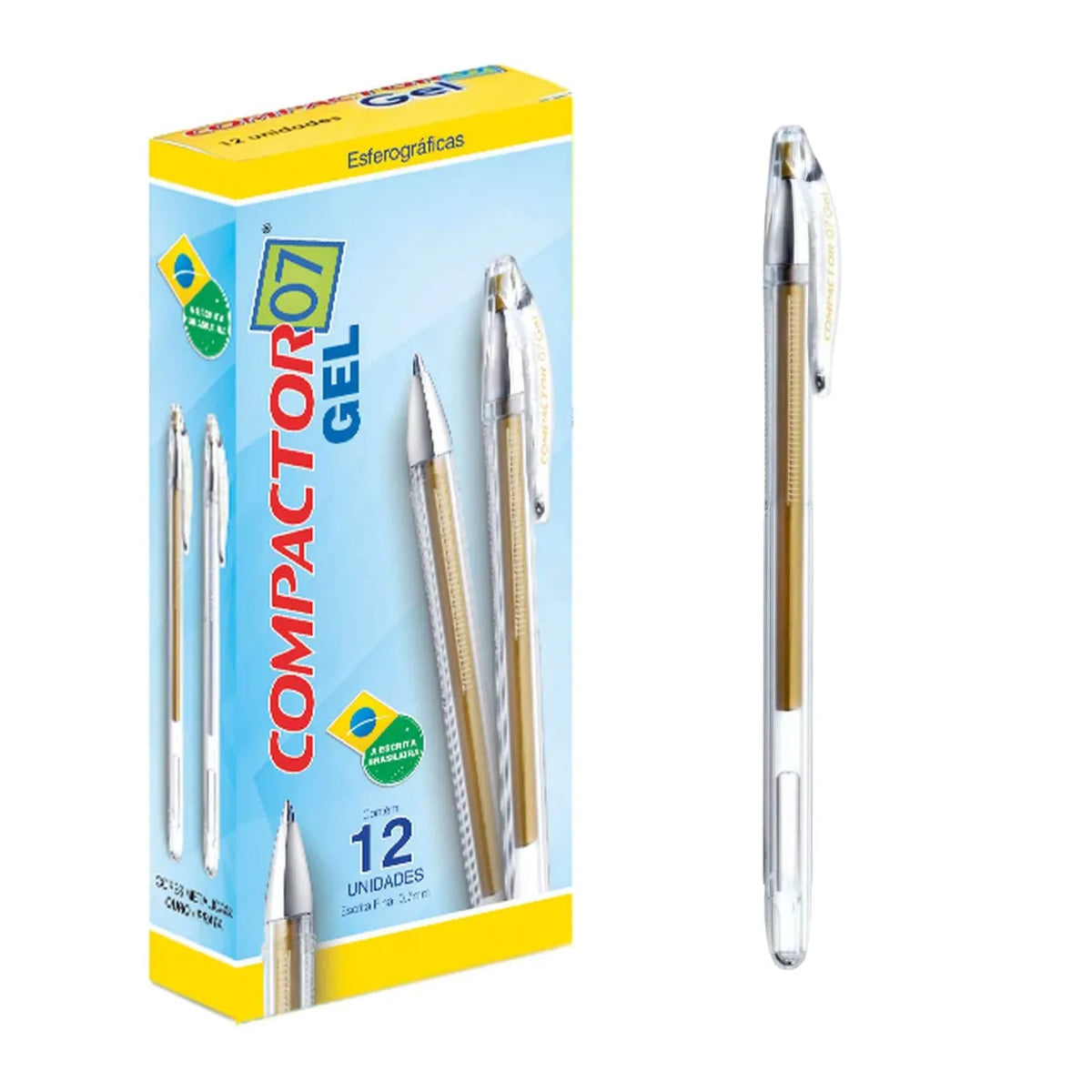 Caneta em Gel Amarelo Ouro 0.7mm Compactor