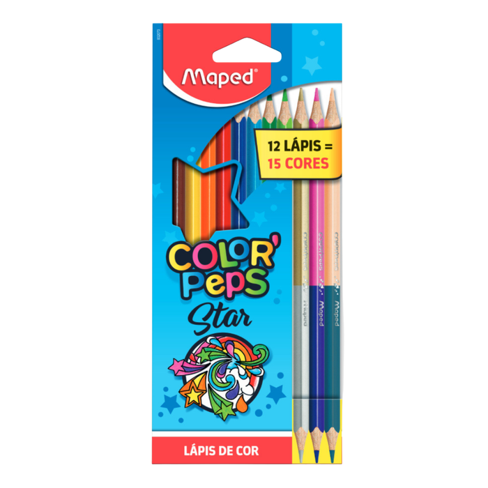 Lápis de Cor 12 Lápis 15 Cores Color Peps Star Maped