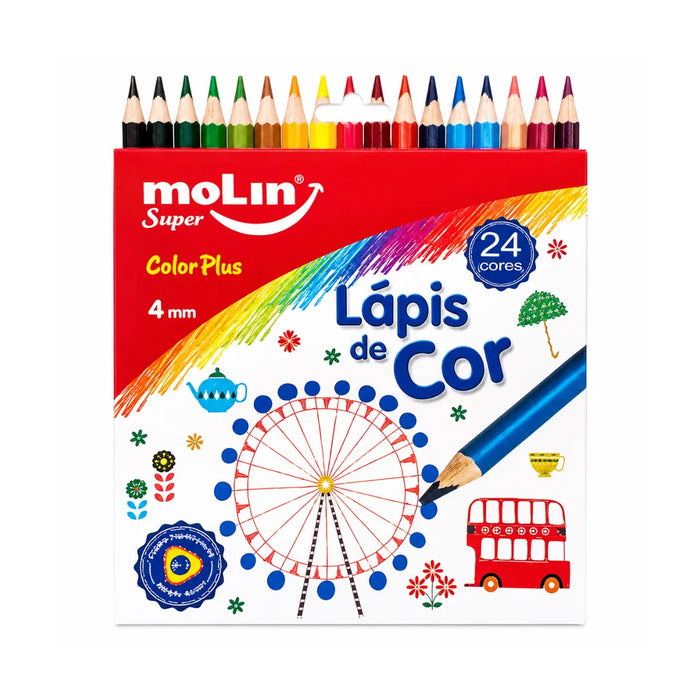 Lápis de Cor 24 Cores Molin 4mm Color Plus