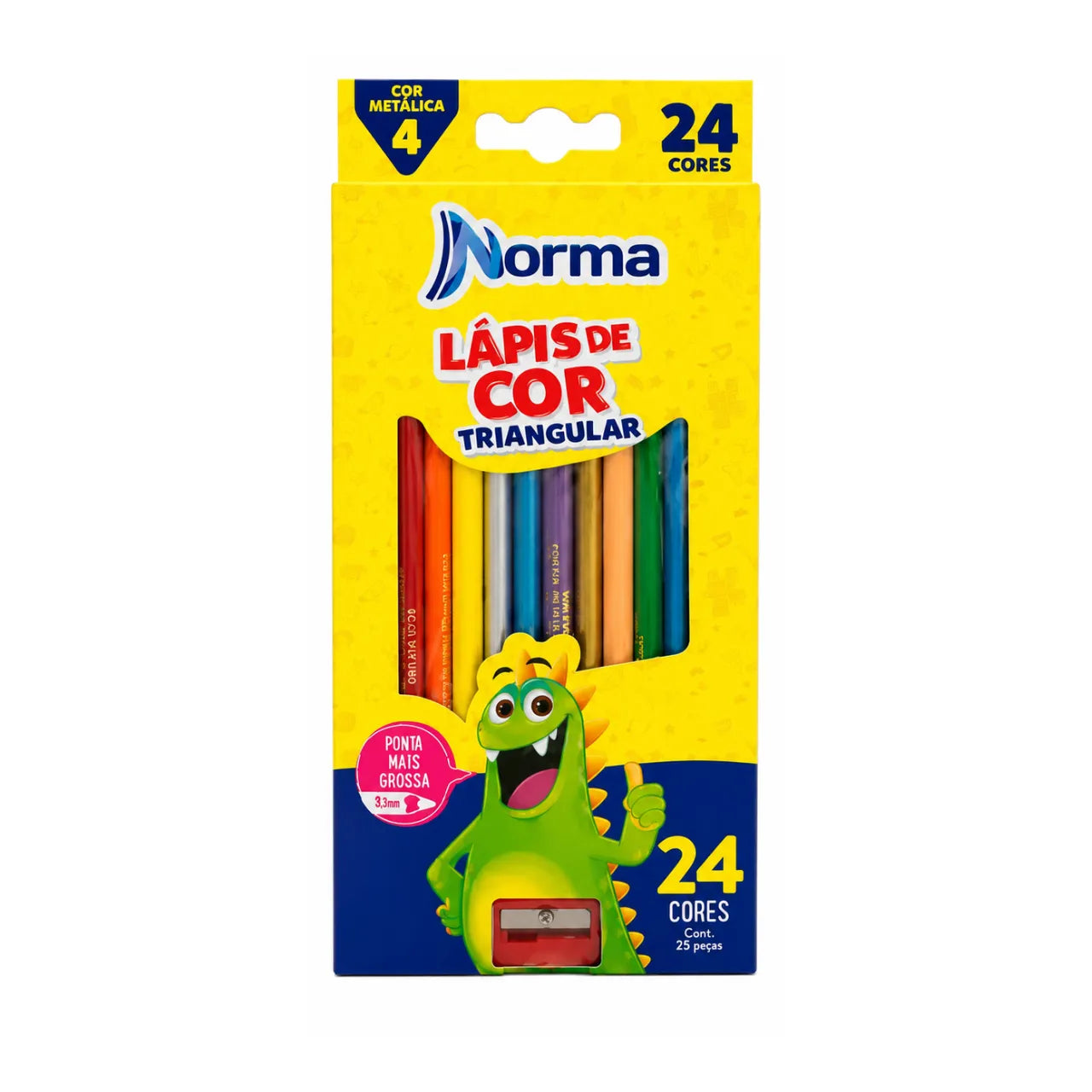 Lápis de Cor Norma Triangular 24 Cores com Apontador