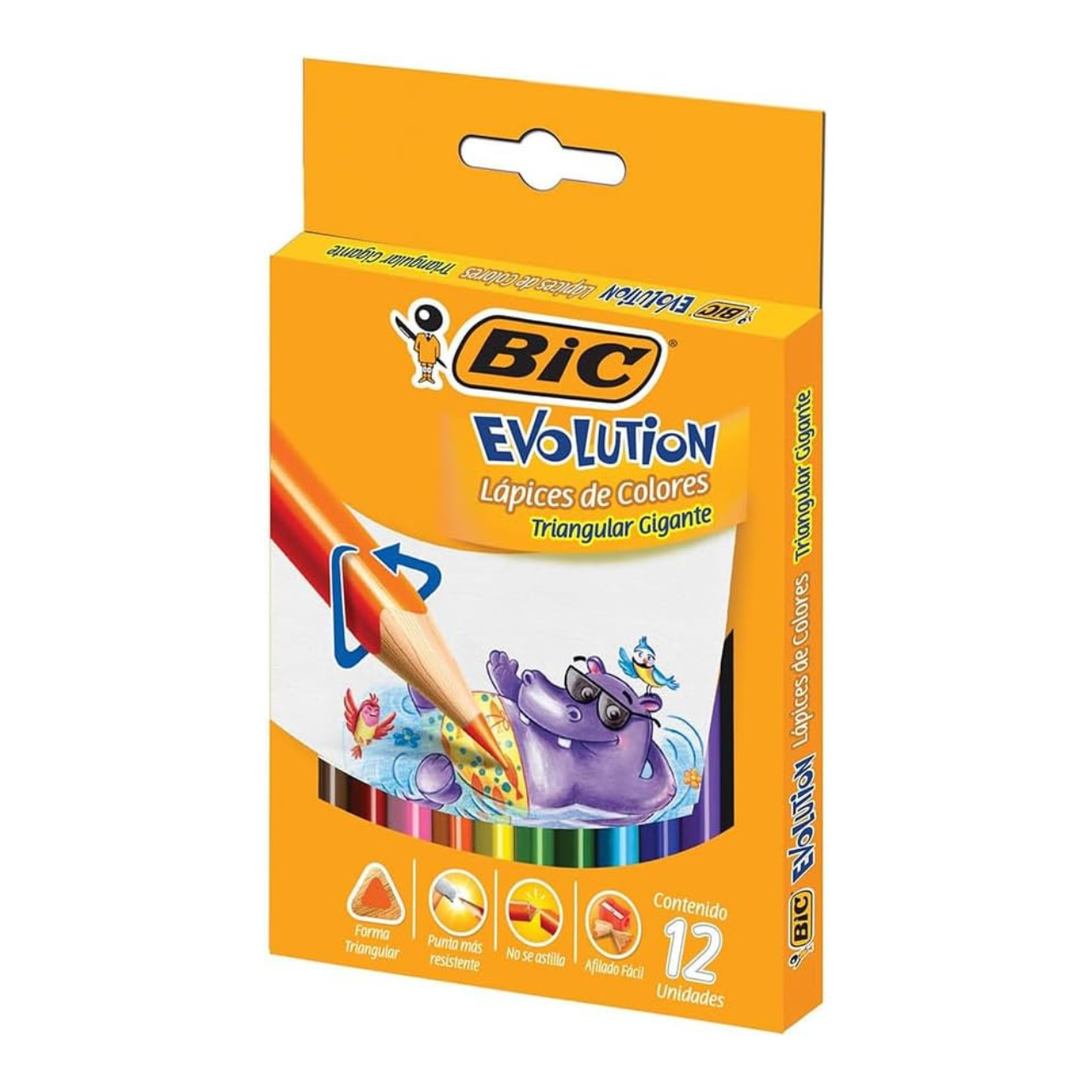 Lápis de Cor Bic Evolution 12 Cores Triangular Jumbo