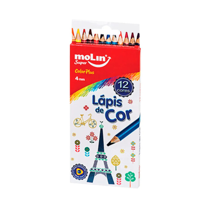Lápis de Cor 12 Cores 4mm Molin ColorPlus