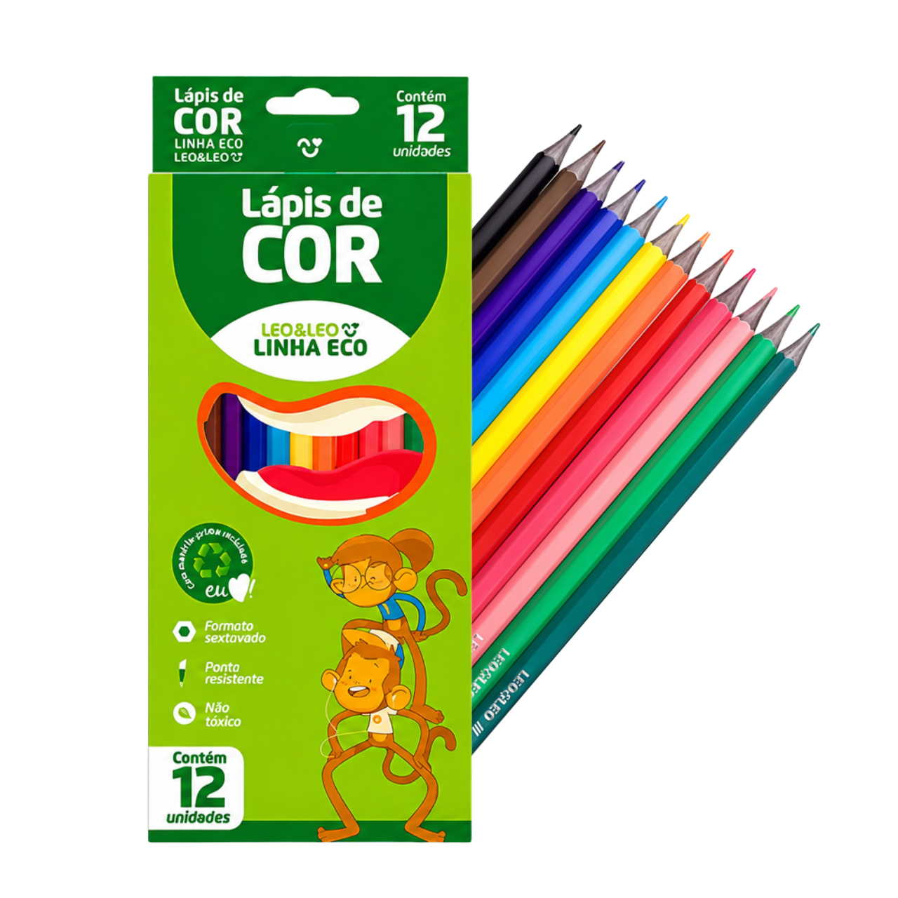 Lápis de Cor 12 Cores Linha Eco Leo&Leo