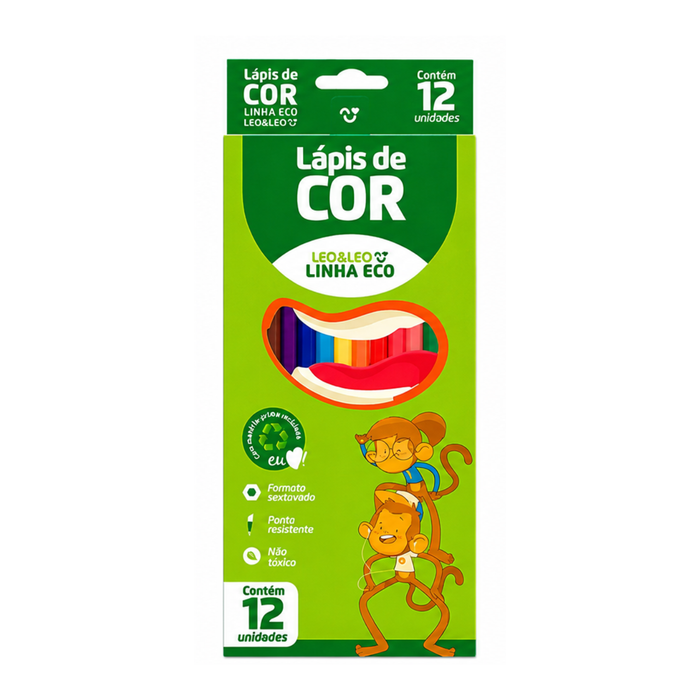 Lápis de Cor 12 Cores Linha Eco Leo&Leo