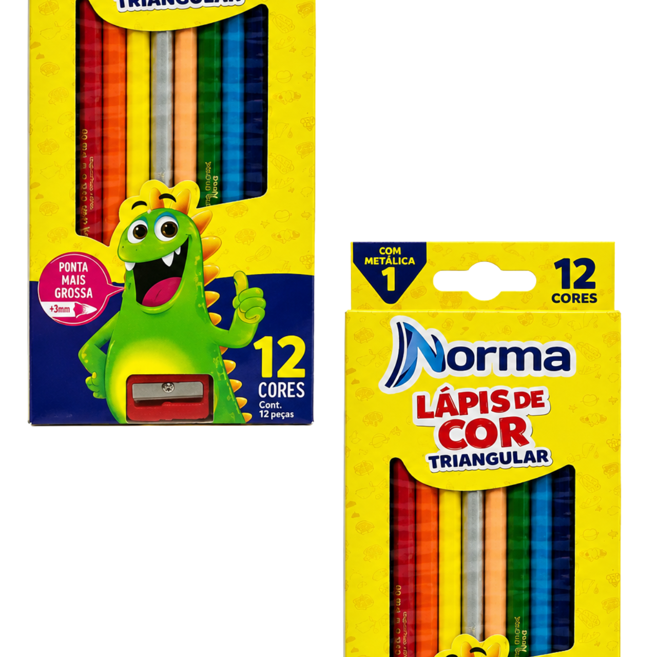Lápis de Cor Triangular 12 Cores Norma com Apontador