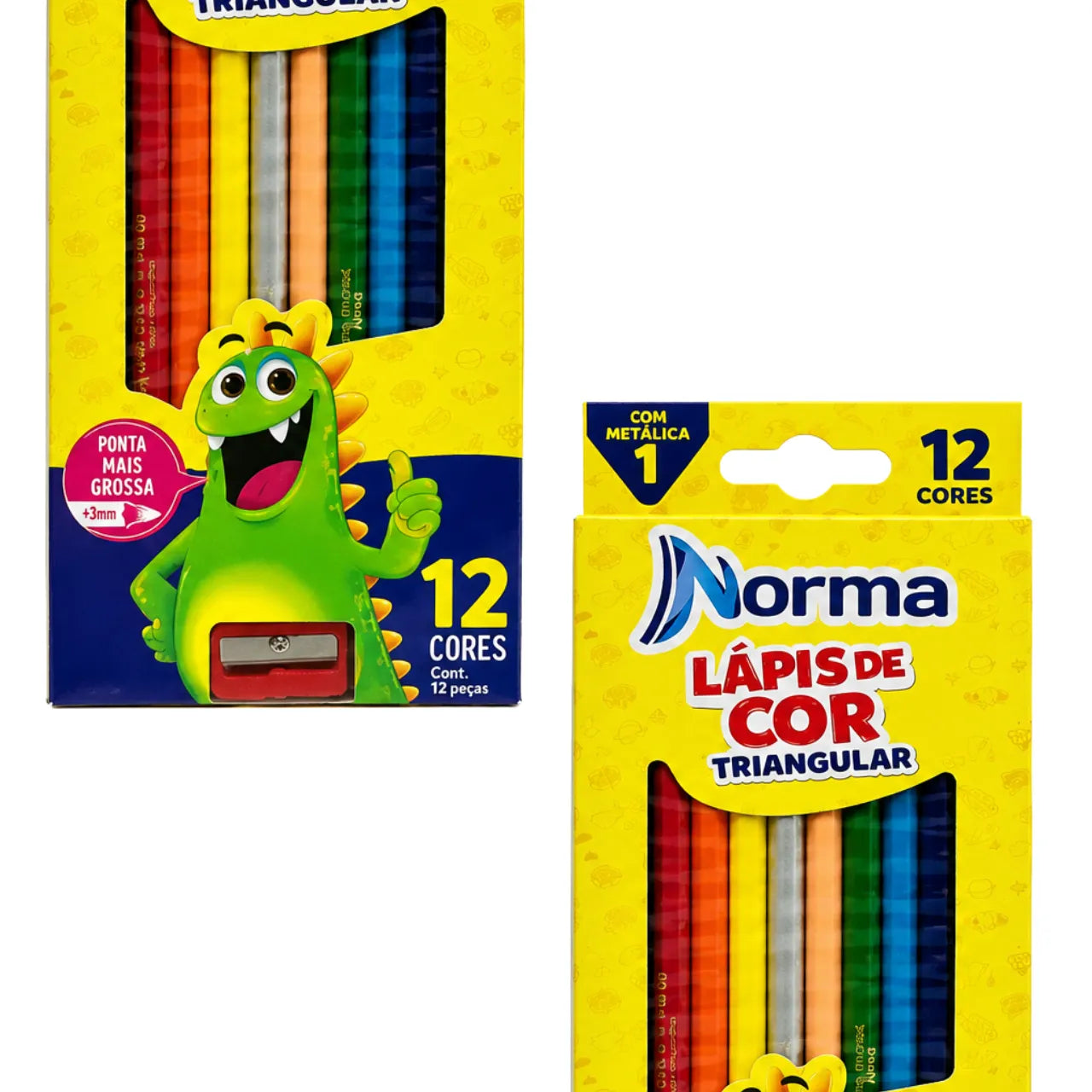 Lápis de Cor Triangular 12 Cores Norma com Apontador