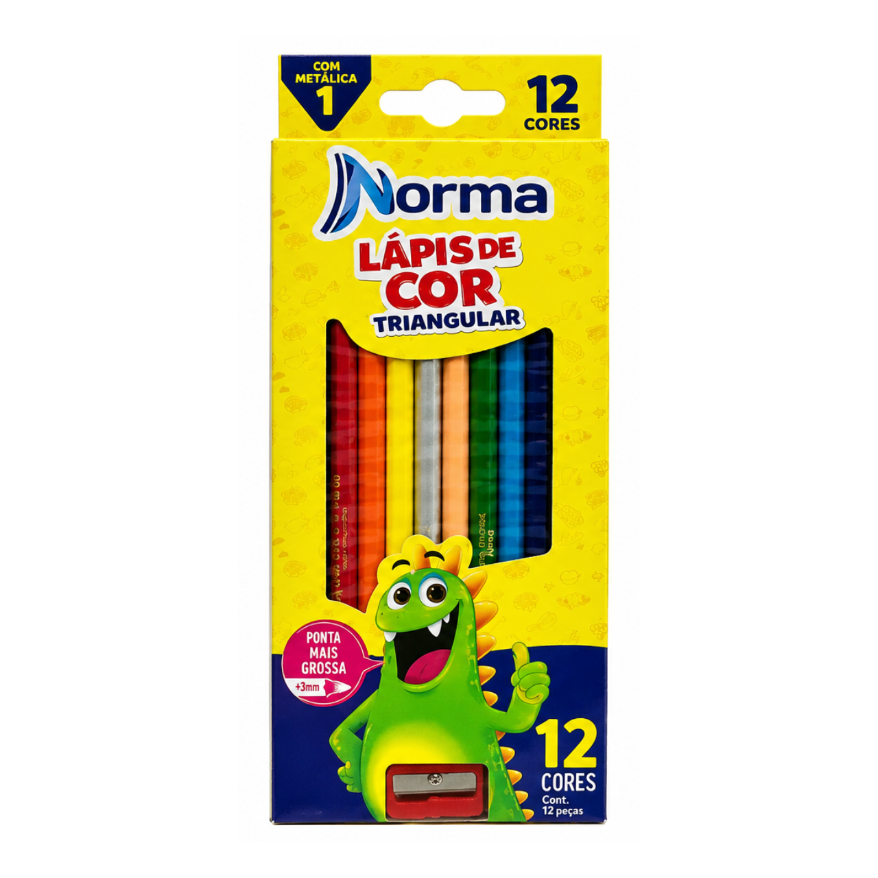 Lápis de Cor Triangular 12 Cores Norma com Apontador