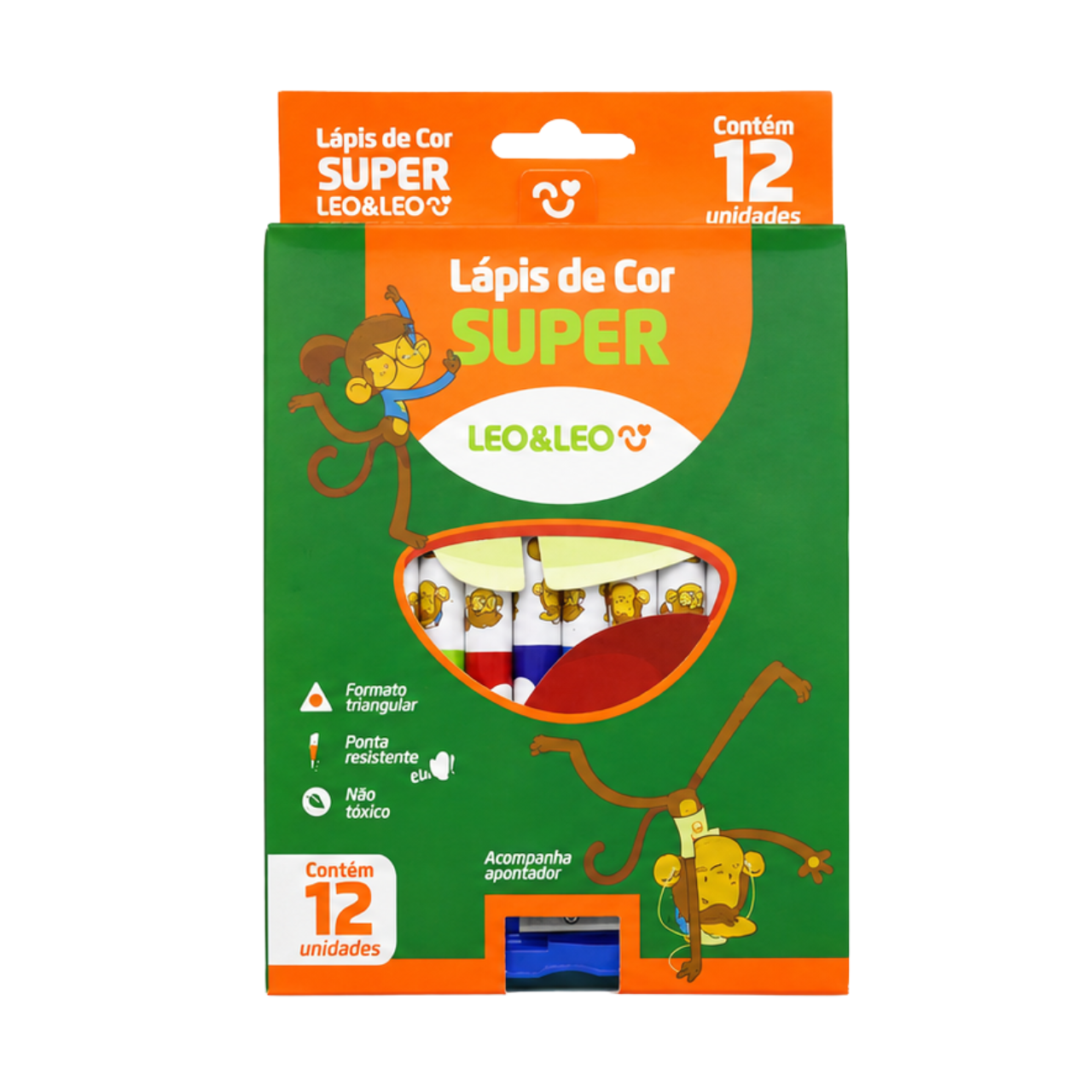 Lápis de Cor Leo&Leo Super 12 Cores com Apontador
