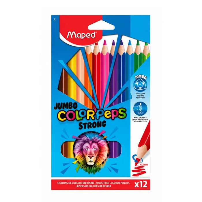 Lápis de Cor Jumbo Strong 12 Cores Maped ColorPeps