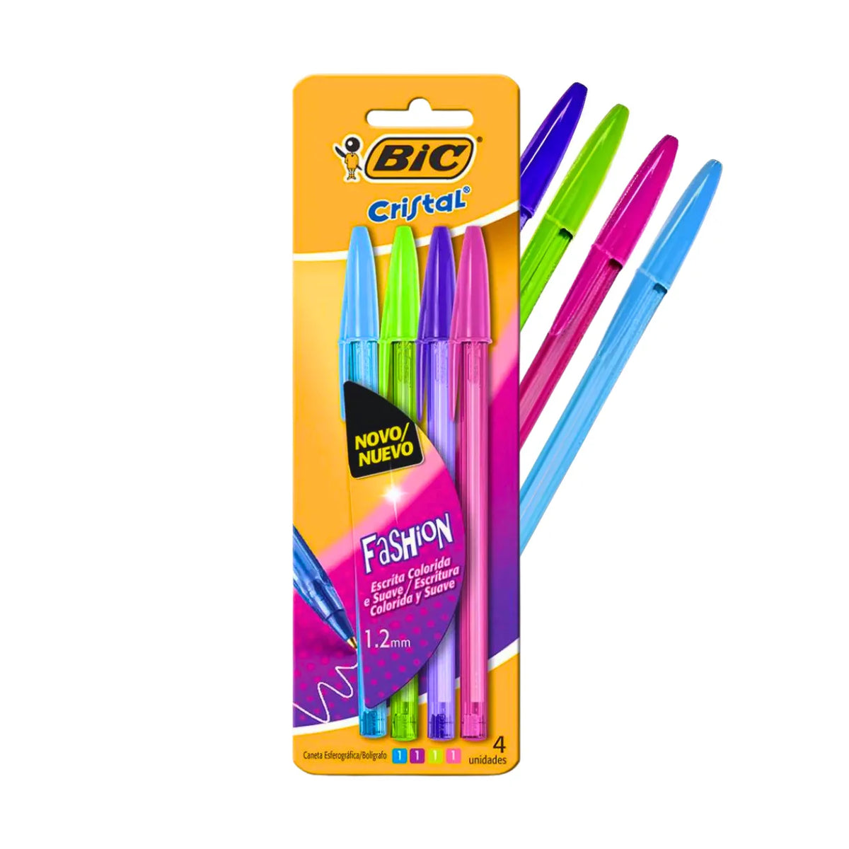 Kit Canetas Esferográficas Fashion Coloridas 4 Unidades Bic